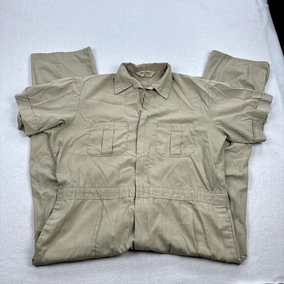 Vintage Big Mac Coveralls Size XL Tan Short Sleeve Straight Leg Utility Work 80s - Picture 1 of 13